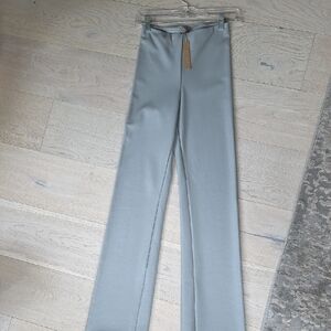 NWT SKIMS High-Waist Wide Leg Faux Leqther Pants in Light Gray